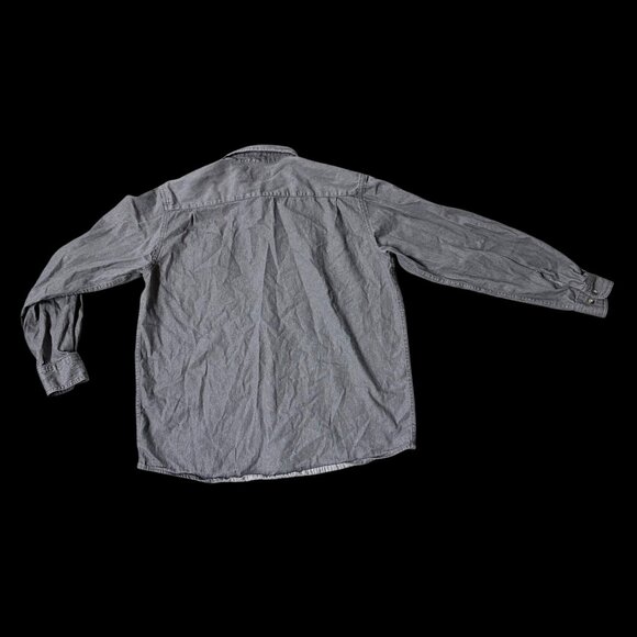 Wrangler Long Sleeve Shirt Mens Large Cotton Casual Button Up Gray Pockets - Picture 3 of 7
